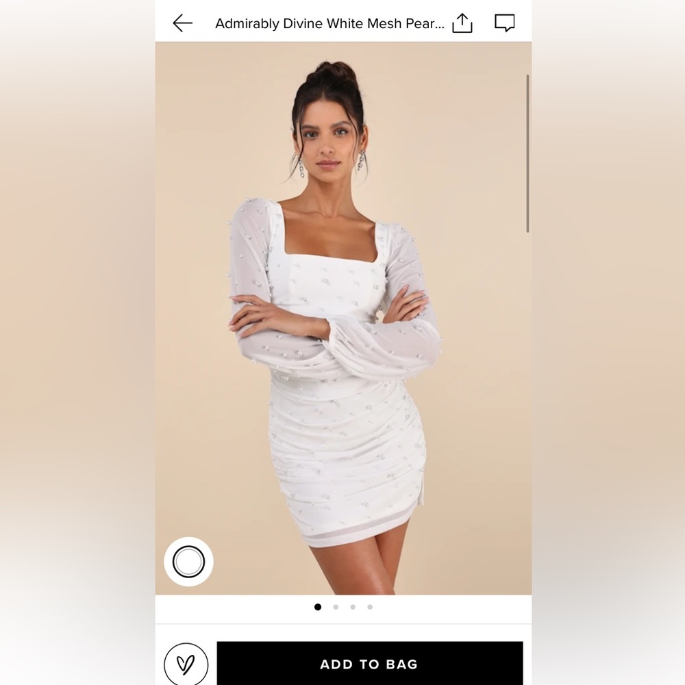 Lulu's Elegant White Long Sleeve Dress